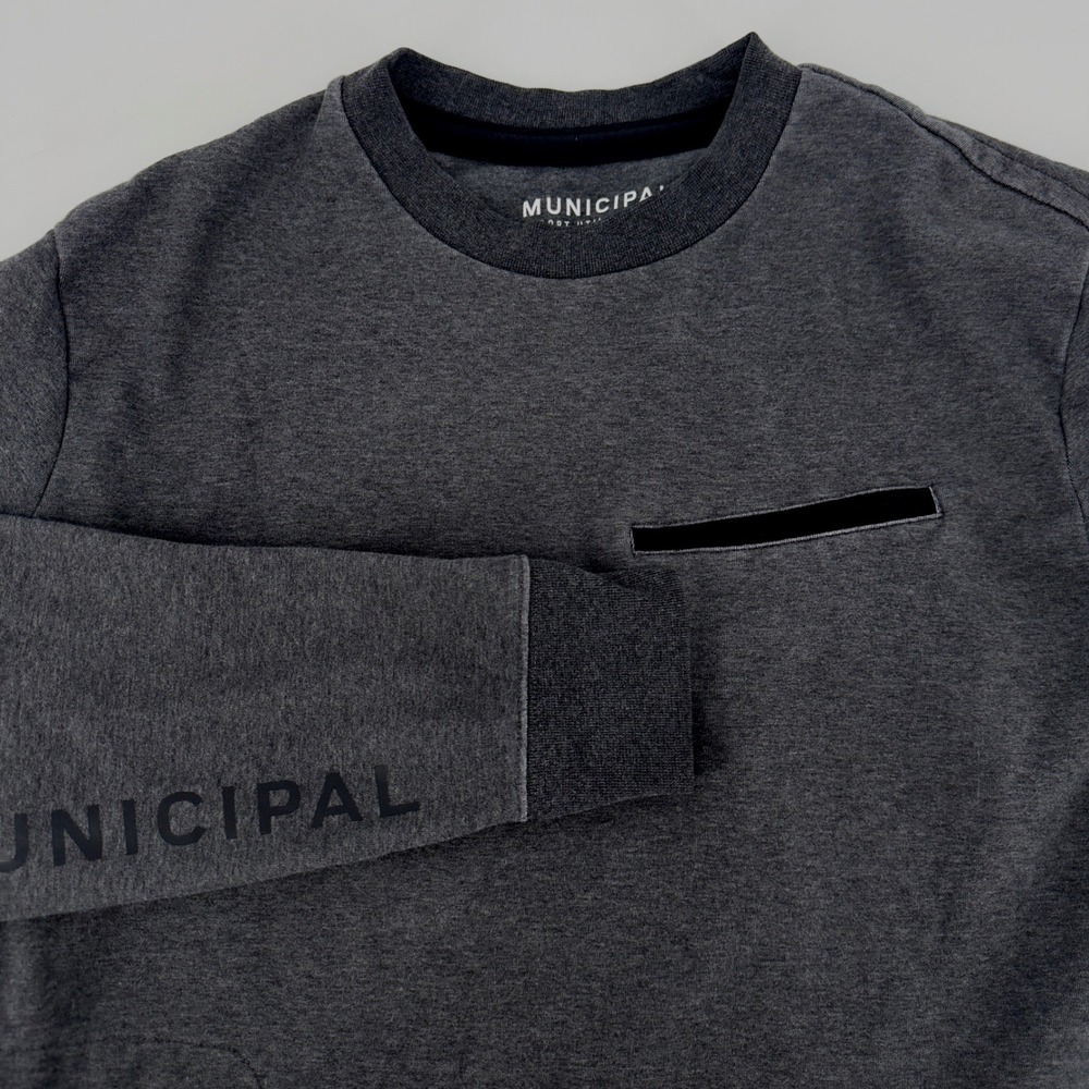 Municipal Sport Utility Gear Mens Large Gray Crewneck Sweatshirt L Pocket